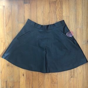 Faux Leather Skirt with POCKETS